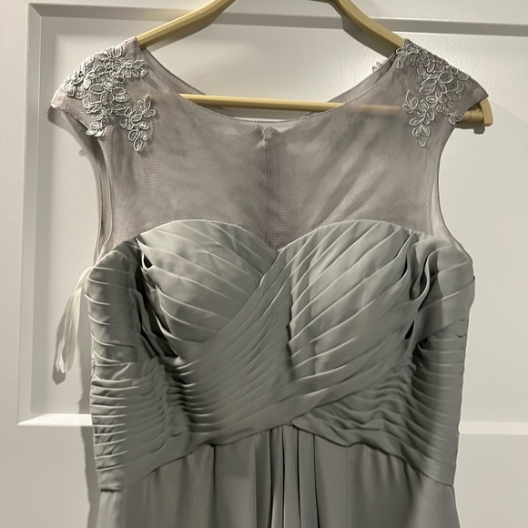 Beautiful Grey Bridesmaid Dress with Lace Shoulder Detailing - Picture 4 of 10